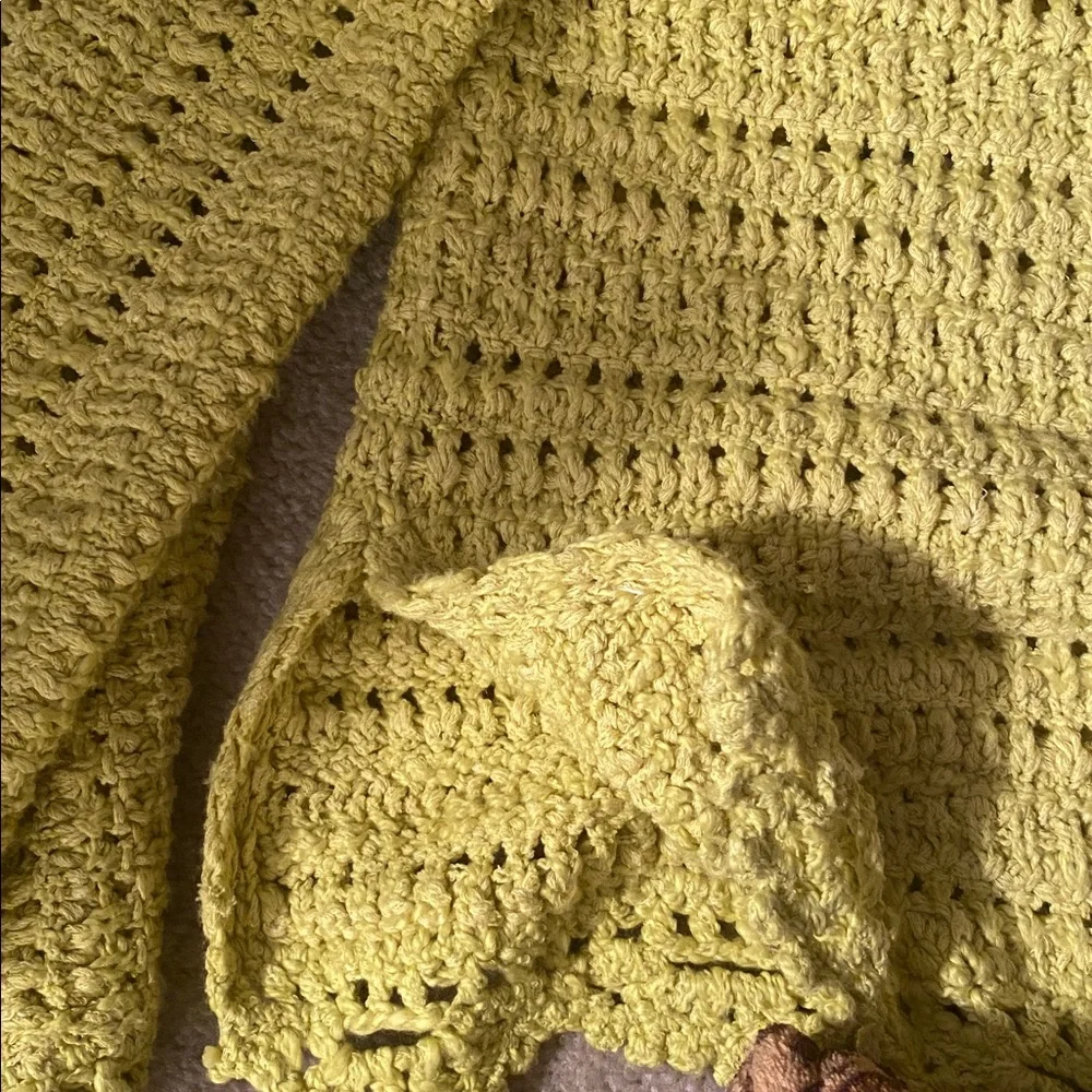 Anthropologie size small lime green cable knit sweater - Picture 7 of 9